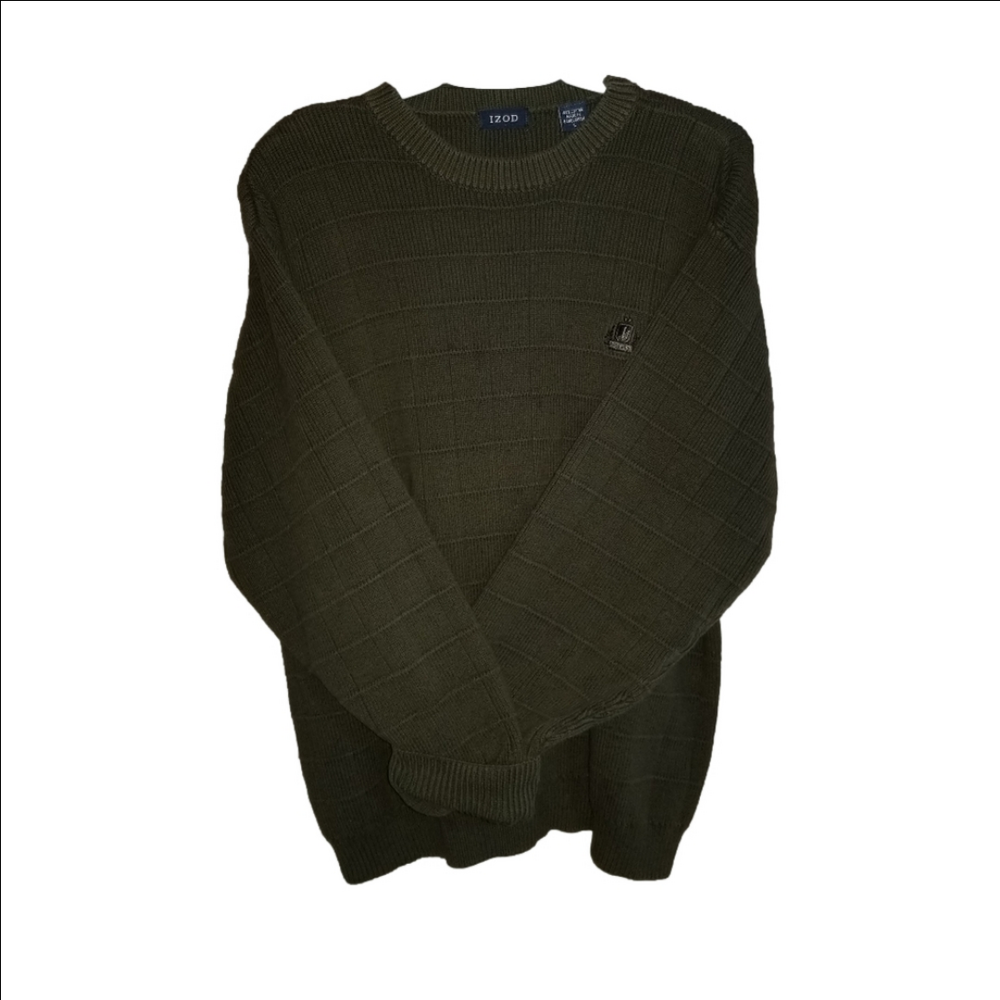 Izod Heavy Cotton Knit Fishrrman Crew Neck Sweater Label Reads Size Large
